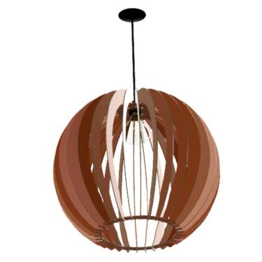 Imagem de Luminária Teto Tipo Pendente Cupula Mdf Completa - Marrom
