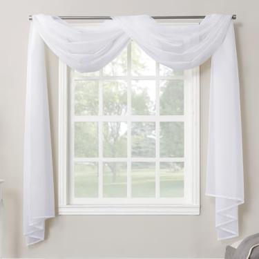 Imagem de No. 918 Painel de cortina de voile transparente Emily, lenço sanefa, branco