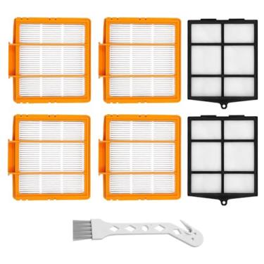 Imagem de Pacote com 6 peças de substituição para Shark AV2501AE RV2502AE AV2501S RV2520AOUS AV2510AOUS Smart AI Robot Aspirador, 4 x filtros, 2 x filtros pré-motor para filtros shark av2501s