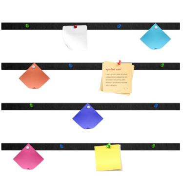 Imagem de Mooliwe 4 tiras de feltro de cortiça de 122 cm x 2,5 cm para decoração de quadro de avisos de parede, quadro de avisos, decoração de parede de cortiça autoadesiva, anotação, foto, horários, decoração