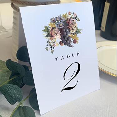 Imagem de Números de mesa de casamento de uvas para vinho e chicória, 1-10, dupla face, barraca ou uso em um suporte, ótimo para festas e restaurantes - Feito nos EUA