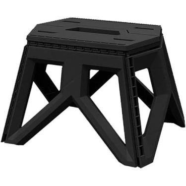 Imagem de Banquetas dobráveis para uso externo Banquetas quadradas para camping Banquetas de plástico portáteis 29 * 20 * 23.5CM (Preto)