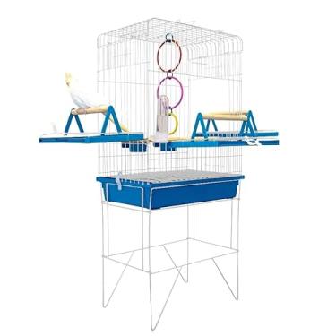 Imagem de VIVEIRO GAIOLA CALOPSITA PASSÁROS AVES TRIPLEX(SLIM BRANCO/AZUL)