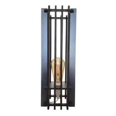 Imagem de Abajur Madeira Decoração Quarto Torre Preto 40Cm Bivolt - Caroá