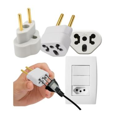 Imagem de Adaptador Tomada Universal 10A/20A - Kit 3 Benjamin para Tomada Padrão Novo e Antigo - Para Eletrodomésticos, Computadores, Carregadores, Secadores, Airfryer - Bivolt (110V/220V)