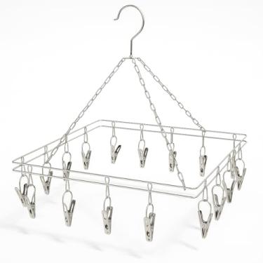 Imagem de Varal Aço Inox Retangular 20 Prendedores Suspenso Para Meias e Roupas Intimas Calcinha Cueca