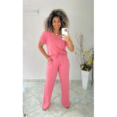 Imagem de Conjunto calça e blusa pantalona - Agstho, Rosa pricesa, G