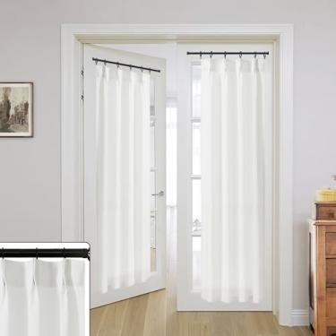 Imagem de Cortina de janela branca plissada de linho transparente pequena para janela de vidro Winodw, 162 cm de comprimento