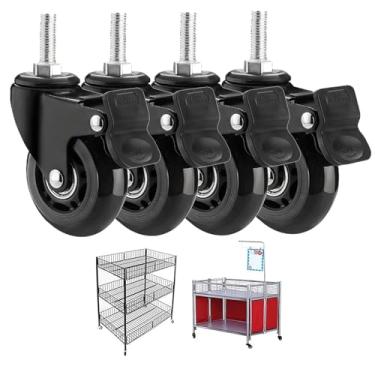Imagem de Rodas Giratórias De Rodízio De Haste De 2,5 Polegadas, M8x25mm, M10x25mm, Haste De Rosca, Até 200 Kg, Rodas De Rodízio De Móveis, Rodízios De Carrinhos D, 4 Braked, M8*25mm