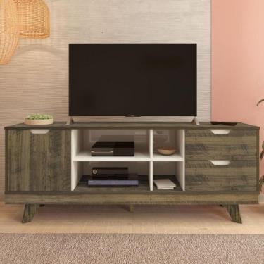 Imagem de Rack Tv 65 Pol 160cm com 1 Porta Jaina Pinho/Off White A09 - Mpozenato