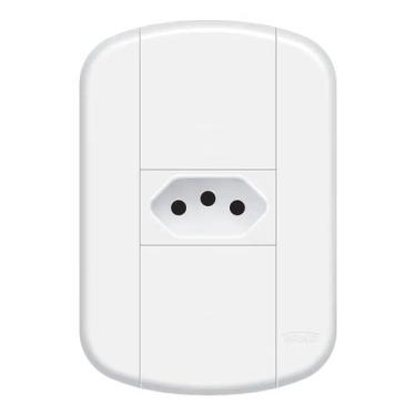 Imagem de Conjunto Placa Espelho e 1 Tomada 20A 250V~ Horizontal Linha Blanc Fam