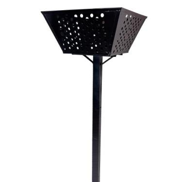 Imagem de Lixeira Grande Externa De Calçada Resistente A Chuva Preta Tela Antico