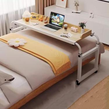 Imagem de Carrinho De Laptop Sobre A Mesa Da Cama, Mesa Móvel Sobre A Cama Com Roda Mesa De Computador Com Rodas Mesa De Bandeja De Alimentos De Altura Ajustável Mesa Médica Rolante Sobre A, Black