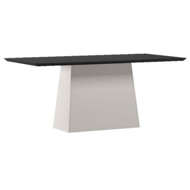 Imagem de Mesa De Jantar 180 Cm Barbara Com Vidro Off White Preto – New Ceval