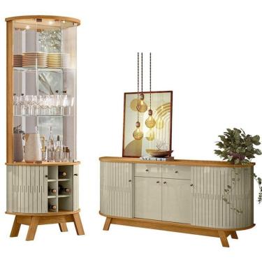 Imagem de Aparador Para Sala Buffet Mônaco E Cristaleira Marina Cumaru Opala – Madetec