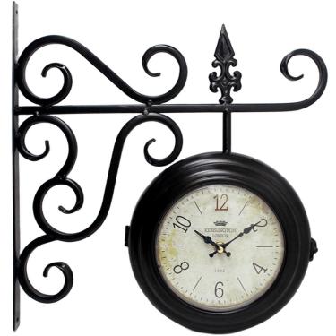 Imagem de Relógio De Parede Dupla Face Europeu Estação Trem Em Metal