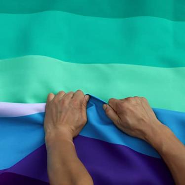 Imagem de Anley Rip-Proof Technology Double Side 3-Ply MLM Vincian Pride Flag 3x5 Foot - Cor vívida, cabeçalho de lona e resistente a rugas - Os homens mais fortes e duradouros Loving Men Gay LGBT Flags 3X5 Ft