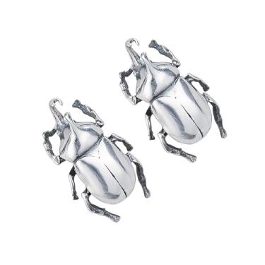 Imagem de Brincos masculinos de besouro banhados a prata – brincos vintage hip hop para homens e mulheres, design retrô de inseto, brincos leves hipoalergênicos, joias unissex modernas, acessórios minimalistas