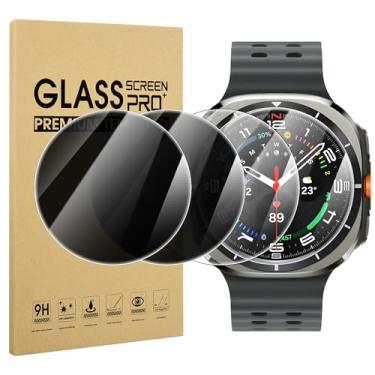 Imagem de Suoman Pacote com 2 + 2 protetores de tela de privacidade para Samsung Galaxy Watch 8 Ultra 47 mm, [antiespiar] Protetores de vidro temperado perfeitamente adequados para smartwatches Galaxy 47 mm