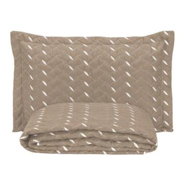 Imagem de Cobre Leito Bordado 400 Fios Heitor Solteiro 100% Poliéster - Avelã - 