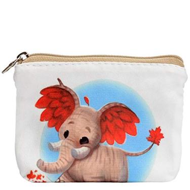 Imagem de Bolsa porta-chaves feminina e feminina com porta-moedas e bolsa de moedas, Maple Leaf Elephant, Small