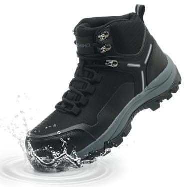 Imagem de Kezhiho Botas femininas de aço à prova d'água, larga, antiderrapante, para trabalho, leves, antiderrapantes, sapatos de segurança, construção indestrutível, tênis de bico composto, Preto, 7 Wide