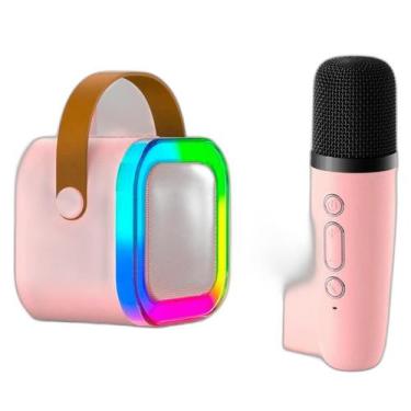 Imagem de Caixa Som Karaokê Portátil Bluetooth Microfone Sem Fio Led - Correia E