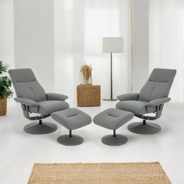 Imagem de Kit 2 Poltronas do Papai Elétrica Giratória Reclinável com Apoio de Pé