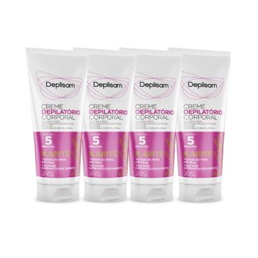 Imagem de Kit Creme Depilatório Corporal Depilsam Karité 200G - 4 unidades
