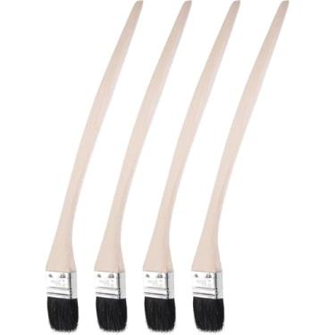 Imagem de Pincel de pintura de radiador dobrado premium de 40 cm / 43 cm de comprimento 2,5 polegadas/5 cm/2,5 polegadas/7,5 cm de largura com cabo de madeira longo para bricolage, parede, tratamento (preto 4