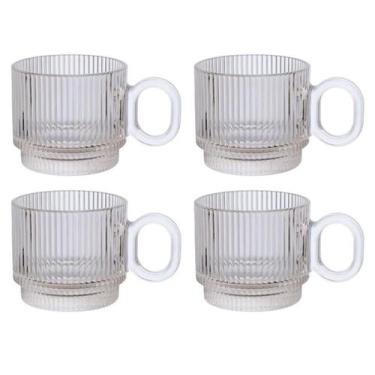 Imagem de Jogo de Canecas Graffiato em Vidro Transparente 170ml 4 Peças - Hauskr