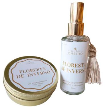 Imagem de Kit Vela Aromática Perfumada Vegetal 65G + Perfume de Ambientes 60ml -