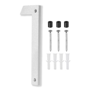 Imagem de PATIKIL Número de casa de 25 cm, placa grande flutuante moderna com parafusos para porta externa Wall Street, prata, 1