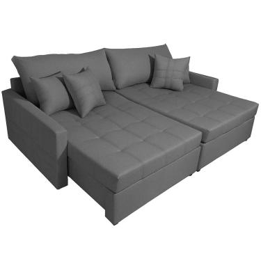 Imagem de Sofá Cama Monaco em Linho 3 Lugares Retrátil e Reclinável 200cm Orthosono Cor Cinza