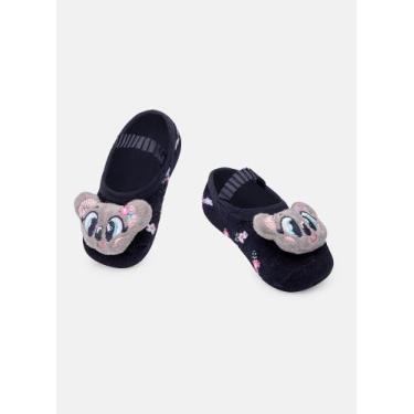 Imagem de Meia Menina Puket Sapatilha com Aplique Coala Azul Marinho 0 a 12 Mese