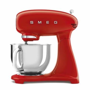 Imagem de SMEG Misturador SMF03 – Batedeira de cabeça inclinada de 5 litros com tigela de aço inoxidável, 10 velocidades, estilo retrô dos anos 50 vintage – Vermelho