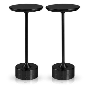 Imagem de 2x Luminária de Mesa Candeeiro Led Preto Sem Fio Tutto Home Recarregáv