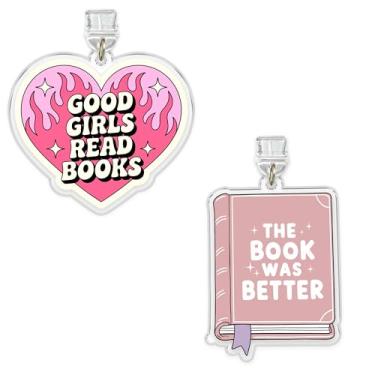 Imagem de Conjunto de 2 peças Good Girls Read Books, The Book Was Better Kindle, berloques de plugue de poeira de 1,5 polegadas para amantes de livros, leitor de livros, leitor, relâmpago de leitura/acessórios