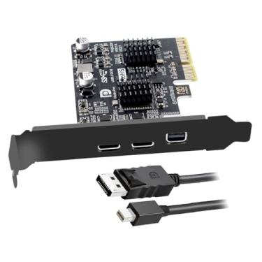 Imagem de CY PCI-E Express 4X e Mini Displayport 1.4 Entrada para Dual 10Gbps USB 3.1 Tipo-C USB-C e 4K 60hz Saída Desktop Graphics Adaptador de cartão de expansão ASM3142