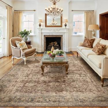 Imagem de WondRg Tapete lavável 20 x 25 cm para sala de estar, quarto, ferrugem, vintage, rústico, grande, antiderrapante, leve, aspirável, macio, para sala de jantar interna