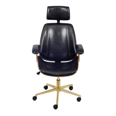 Imagem de Cadeira Presidente Bergen Giratória - Preta | Dourado Matte