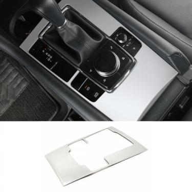 Imagem de KELEIMAI Acessórios de carro adequados para Mazda 3 Axela 2019, 2020, 2021, 2022, 2023, 2024, 2025, Mazda 3 Axela, manípulo de mudança de marcha, painel de mídia, acabamento (prata fosco) aço