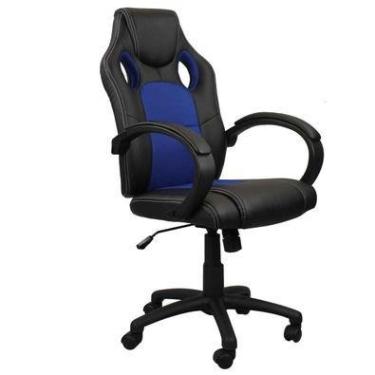 Imagem de Cadeira Presidente Gamer Pelegrin, Até 120 Kg., Couro Pu, Preta e Azul - Pel-3002