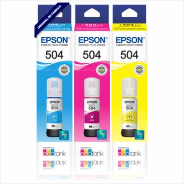 Imagem de Kit Refil de Tintas Coloridas Epson T504, Compatível L4150, L4160, L6161, L6171, L6191, L4260, L14150 - 3 Unidades