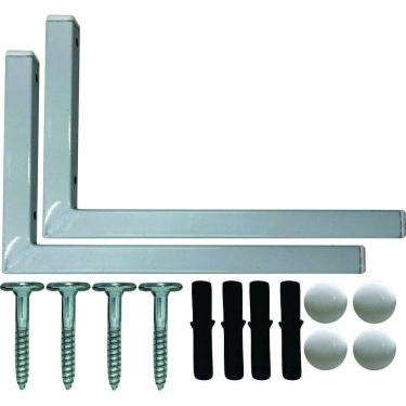 Imagem de Kit 2 Suportes Mão Francesa Cantoneira Prateira Branco 20Cm