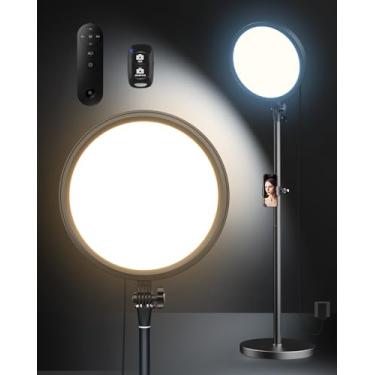 Imagem de Aureday Anel de luz de selfie de 30 cm com suporte, suporte total de 200 cm de altura com controles remotos e suporte de telefone, anel de luz profissional para gravação de vídeo/transmissão ao vivo