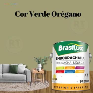 Imagem de Tinta Borracha Líquida Cor Verde Brasilux Para Parede 3,2l Acrílica La