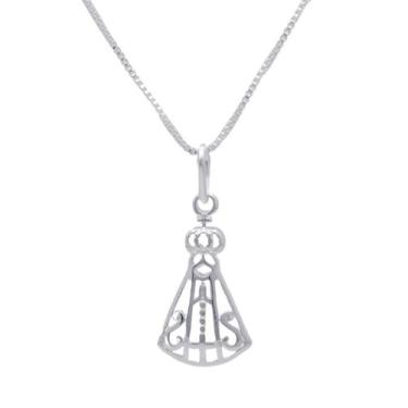 Imagem de Colar Corrente Nossa Senhora Aparecida Vazada Prata 925 - Papillon Sem