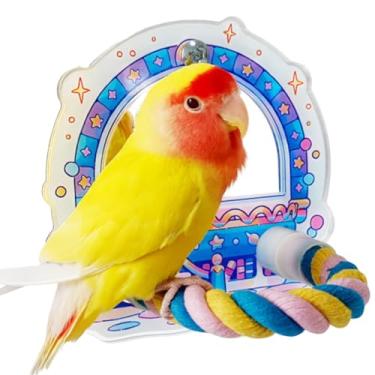 Imagem de Brinquedo de poleiro de pássaro com espelho colorido, poleiro de pássaro para gaiola, suporte confortável para periquito, periquito, conure, calopsita, periquito, periquito, periquito, periquito