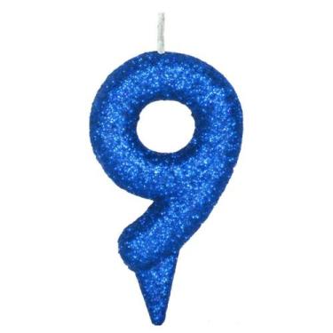 Imagem de Vela De Aniversário Número Magic Glitter Azul - PartiuFesta